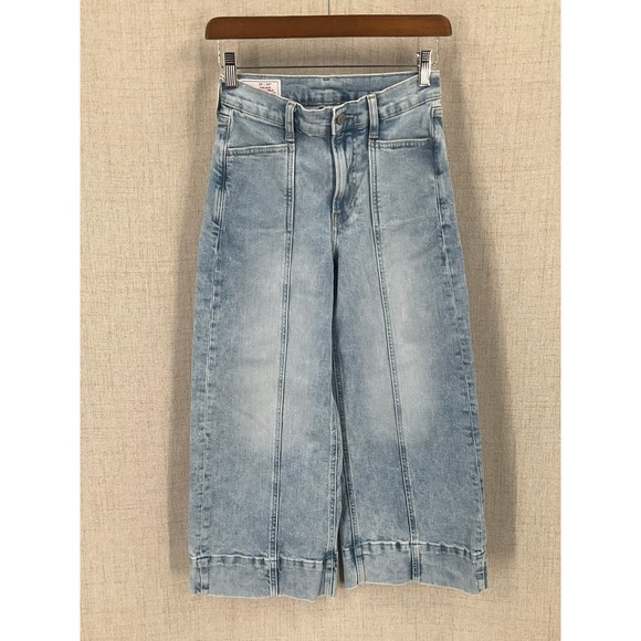 GAP Denim - GAP Stride Ankle Jeans Women 24 Light Blue Wide Leg High Rise Front Seam Boho
